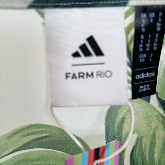 Farm Rio x Adidas Tropical Breeze Cream White Shirt Size Small Boho Floral - Picture 11 of 11